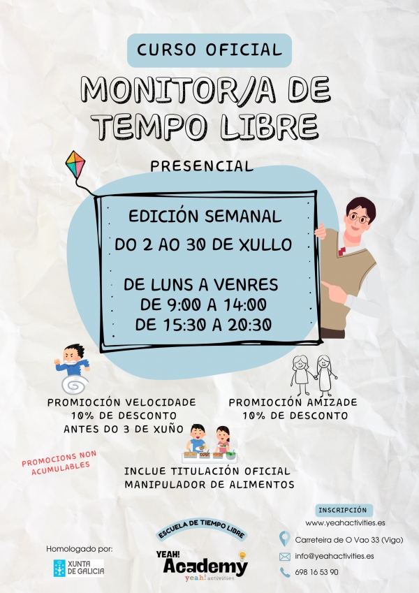 Curso en Vigo de Monitor/a de actividades de tempo libre da ETL Yeah Activities