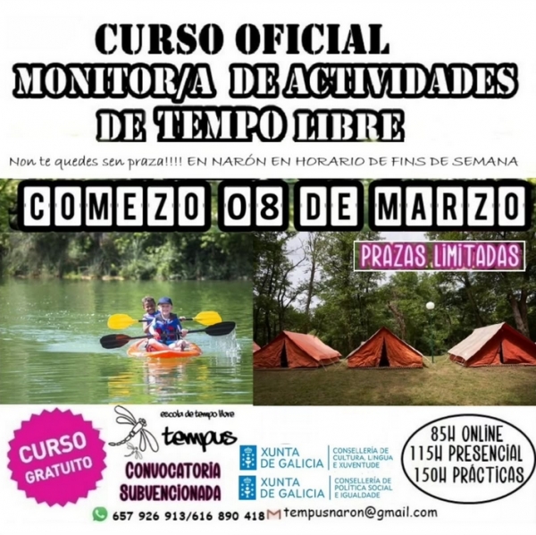 Curso en Narón de Monitor/a de actividades de tempo libre da ETL Tempus Narón